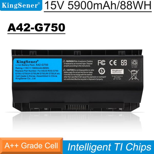 KingSener 15V 88WH A42-G750 Laptop Battery for ASUS ROG G750 G750J G750JH G750JM G750JS G750JW G750JX G750JZ Series 5900mAh Supply