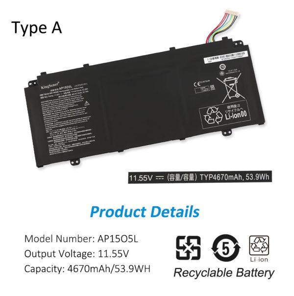 Replacement Battery for Acer S13 S5-371 Series 53.9WH 11.55V For Sale