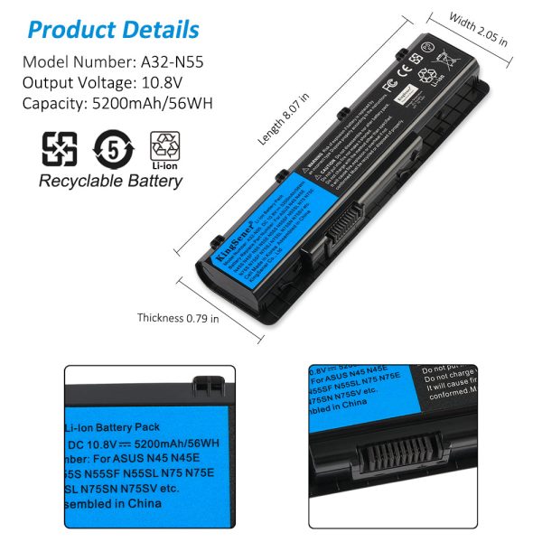 French warehouse KingSener A32-N55 10.8V 56WH Laptop Battery For ASUS N45 N45SF N55E N75S N45E N45SJ N55S N75SF N45F N45SL N55SF N75SJ N45J Hot on Sale