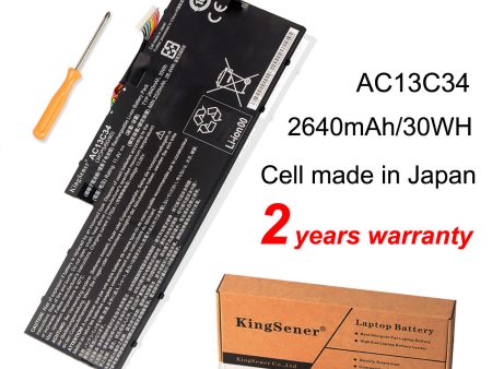 KingSener AC13C34 Laptop Battery For Acer Aspire V5-122P V5-132 E3-111 E3-112 ES1-111M MS237 KT.00303.005 11.4V 2640mAh 30WH Online now