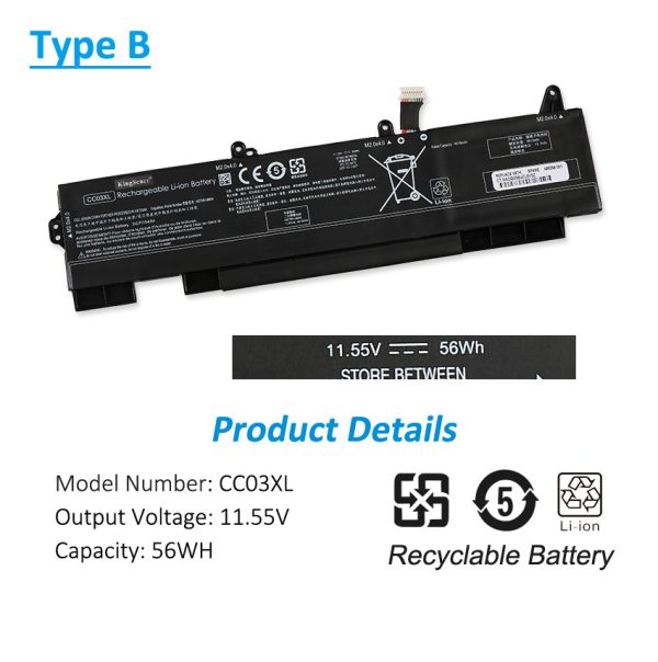 Kingsener CC03XL Laptop Battery For HP EliteBook 830 835 840 845 G7 ZBook FIREFLY 14 G8 MT32 MT46 L78555-005 11.55V 56WH For Discount