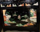 Qing Colored Stone and Jade Black Lacquer Chinese China Cabinet Set Discount