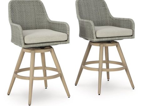 Seton Creek Outdoor Bar Height Barstool with Cushion (Set of 2) Hot on Sale