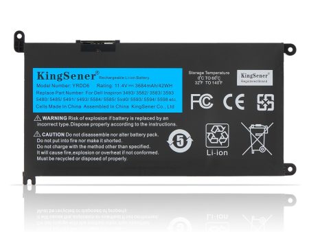 Kingsener YRDD6 Laptop Battery Replacement For Dell Inspiron 15 3000 3493 3582 14 5000 Series 1VX1H 0YRDD6 42wh on Sale