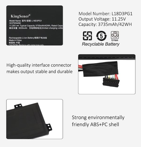 KingSener L18D3PG1 L17M3PB0 Laptop Battery For Lenovo 100E  500E romebook 1st Discount