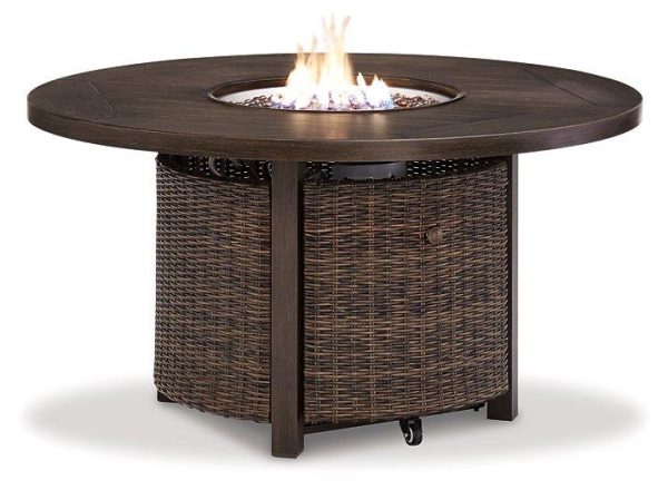 Paradise Trail Paradise Trail Fire Pit Table with 4 Nuvella Swivel Lounge Chairs Fashion