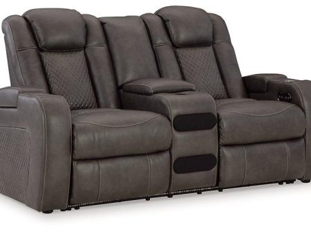 Fyne-Dyme Power Reclining Loveseat with Console Hot on Sale