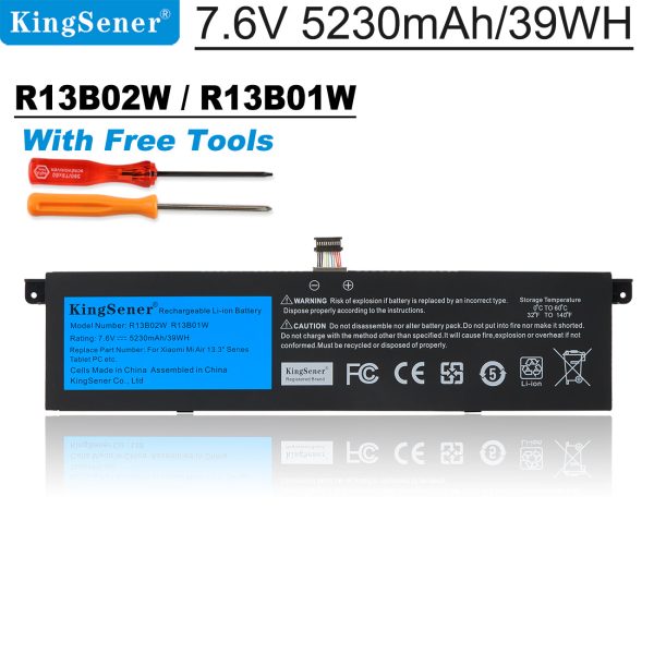 Kingsener 7.6V 5230mAh R13B01W R13B02W Laptop Battery For Xiaomi Mi Air 13.3 inch Series Tablet PC 39WH Hot on Sale