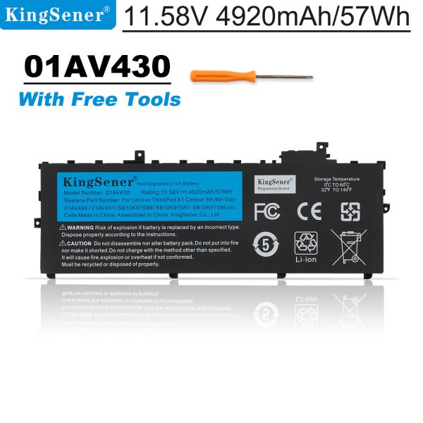 Kingsener 01AV494 01AV430 Laptop Battery For Lenovo Thinkpad X1 Carbon 5th 2017 6th 2018 Series 01AV429 SB10K97586 01AV431 on Sale