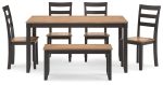 Gesthaven Dining Table with 4 Chairs and Bench (Set of 6) Sale