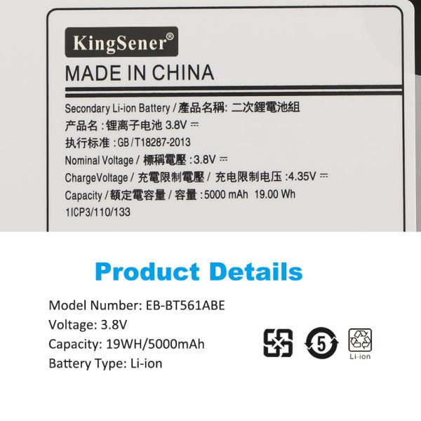 KingSener EB-BT561ABE 19Wh Tablet Batteries For Samsung EB-BT561ABA for Galaxy Tab E T560 T561 SM-T560 Fashion