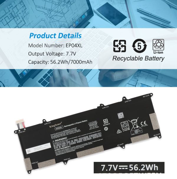 Replacement Battery For HP EP04XL HSTNN-IB8Y EP04056XL HSTNN-DB9J 7.7V 56.2Wh Online