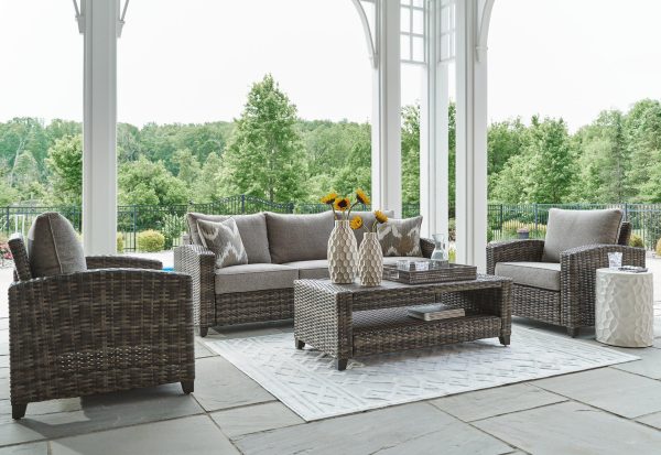 Oasis Court Outdoor Sofa Chairs Table Set (Set of 4) Discount