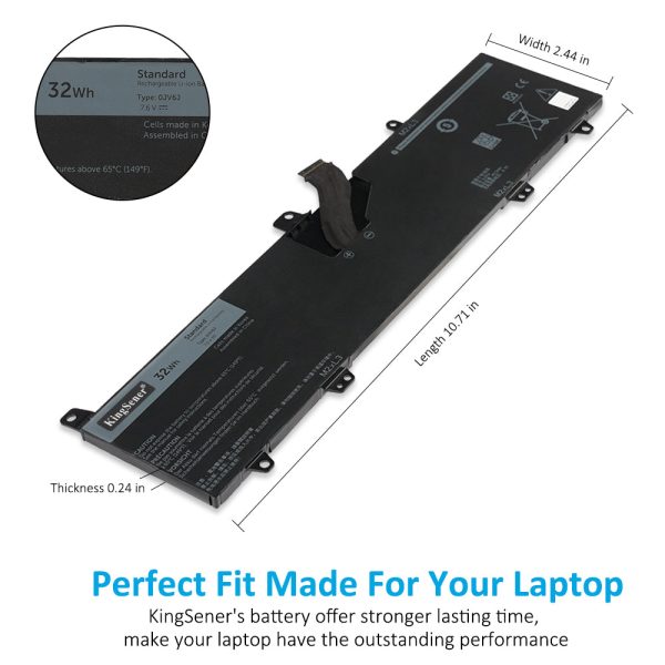 KingSener 0JV6J Laptop battery For Inspiron 11-3162 11-3164 11-3168  11-3179 11-3162-D1208L 11-3162-D1208R Series 0HH6K9  7.6V 32WH Online