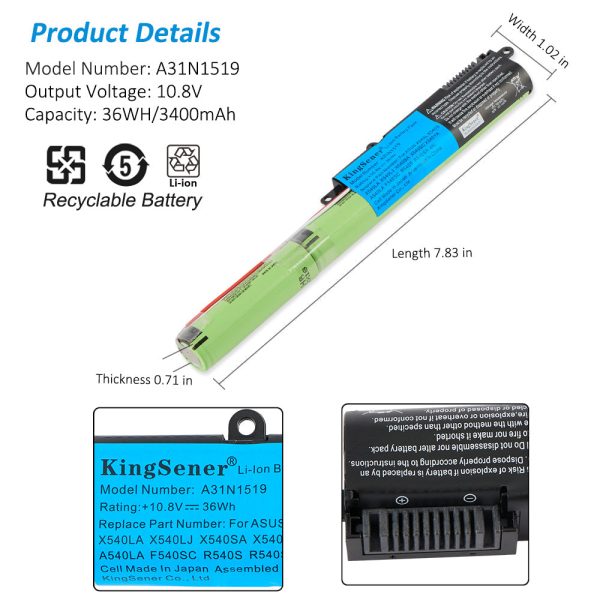 KingSener A31N1519 Laptop Battery for ASUS X540 X540l X540la X540lj X540s X540sa X540sc X540ya A540 A540la F540sc Sale