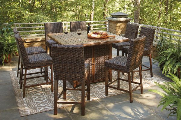 Paradise Trail Outdoor Counter Height Dining Table with 4 Barstools Online Sale