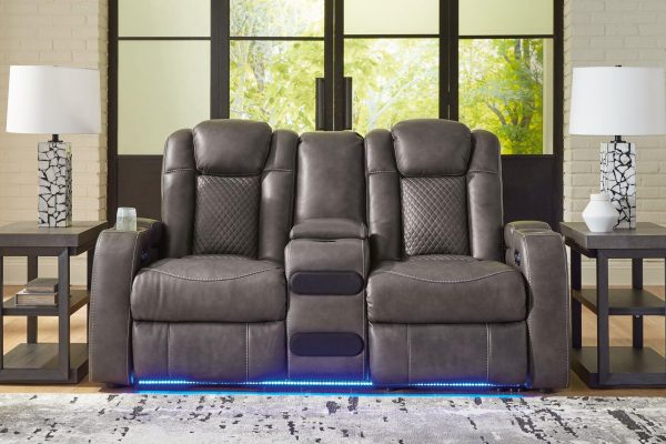 Fyne-Dyme Power Reclining Loveseat with Console Hot on Sale