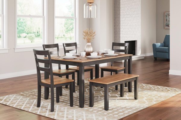 Gesthaven Dining Table with 4 Chairs and Bench (Set of 6) Sale