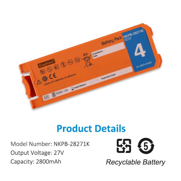 NKPB-28271K Replacement Battery For Nihon Kohden AED-2100 AED-2100K AED-2150 AED-2151 AED-2152 27V 2800mAh Sale