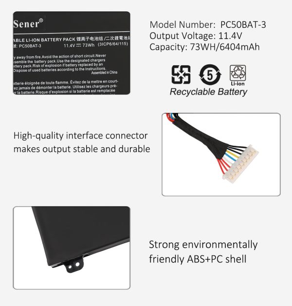 PC50BAT-3 Laptop Battery For SCHENKER Key 15 Comet Lake Key 15 Gaming For Cheap