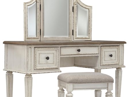 Realyn Vanity and Mirror with Stool Hot on Sale