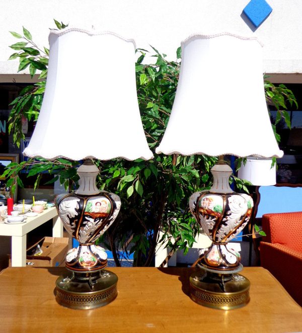 Vintage Italian Porcelain Table Lamp Set of Two Online Hot Sale