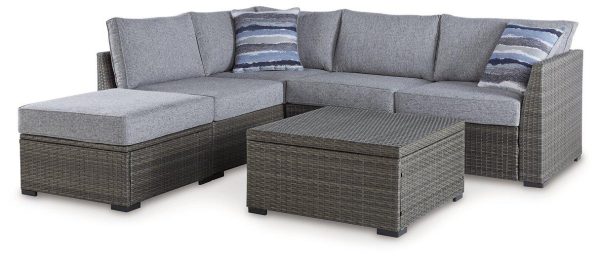 Petal Road Outdoor Loveseat Sectional Ottoman Table Set (Set of 4) Fashion