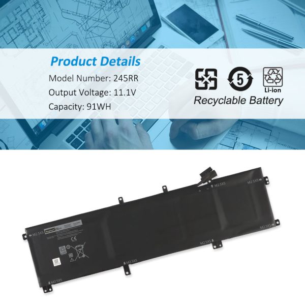 Kingsener 245RR 11.1V 91WH Laptop Battery Replacement For Dell XPS 15 9530 9535 Precision M3800 TOTRM H76MV 7D1WJ H76MV Y758W 0H76MY 07D1WJ For Sale