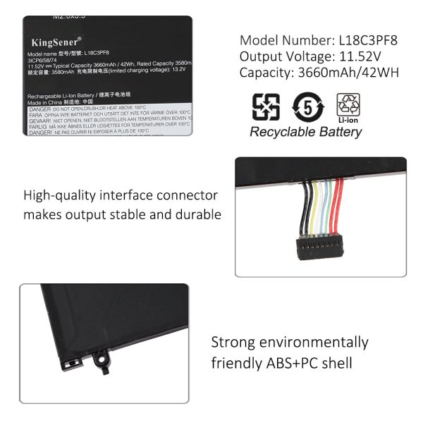 Laptop Battery For Lenovo L18C3PF8 L18M3PFB L18L3PF7 5B10U95571 5B10U95572 5B10U95573 5B10W67201  SB10W67222 5B10W67290 Discount