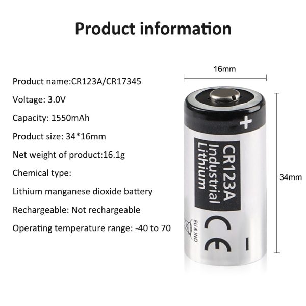 CR123A USB-C Rechargeable Batteries For Cameras Flashlight Alarm Smart Sensors (Non-Rechargeable) on Sale