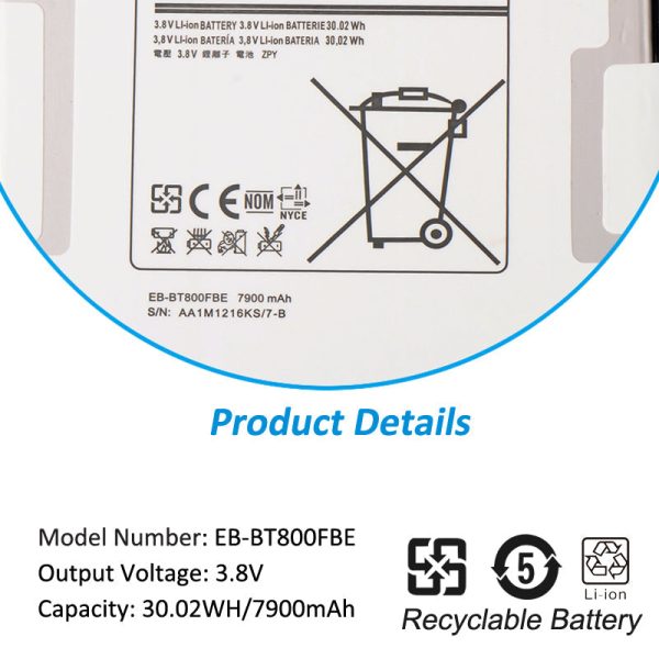 Kingsener EB-BT800FBE Replacement Tablet Battery for Samsung Galaxy TAB S 10.5 LTE SM-T800 SM-T801 SM-T805 EB-BT800FBC SM-T807P Online Hot Sale