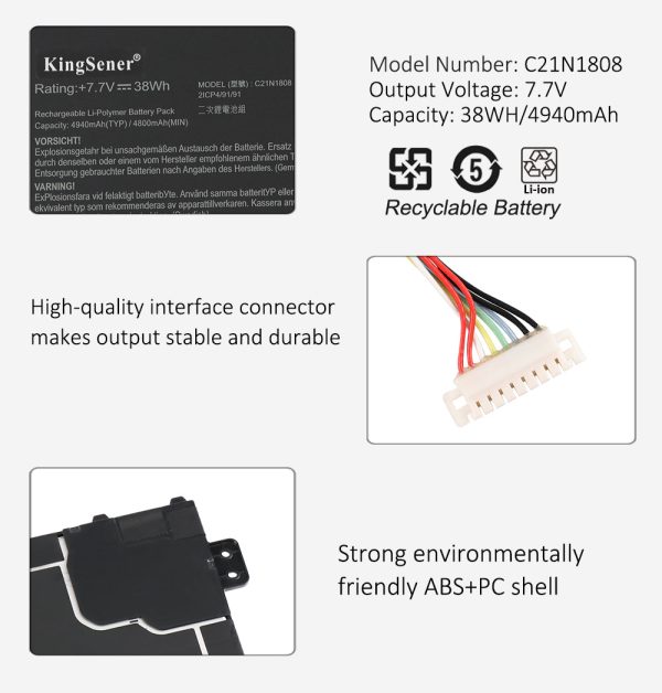 KingSener 38WH C21N1808 0B200-03060000 Laptop Battery For Asus Chromebook C423NA Series Supply