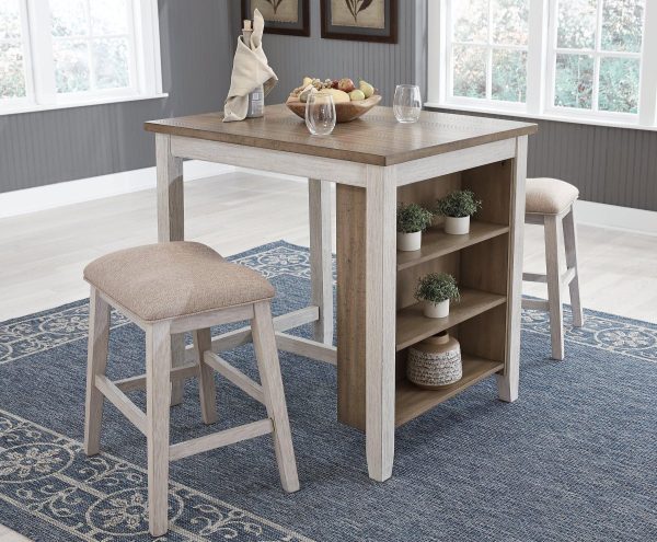 Skempton Counter Height Dining Table and Bar Stools (Set of 3) For Sale