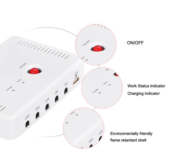 Kingsener SK616 Mini Portable UPS with 5V 9V 12V 15V 24V DC Interface & USB Port Max 24W 2A Current Output & 13200mAh Lithium Battery For Travel And Camping Field work Cheap