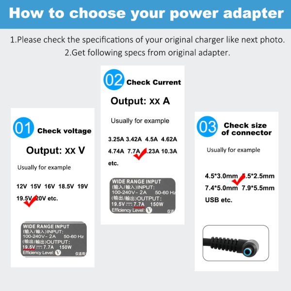 19.5V 7.7A 150W 4.5X3.0mm AC Adapter For HP Power Adapter ZBook 15 15V, For Envy TouchSmart 15 17 Series For Sale