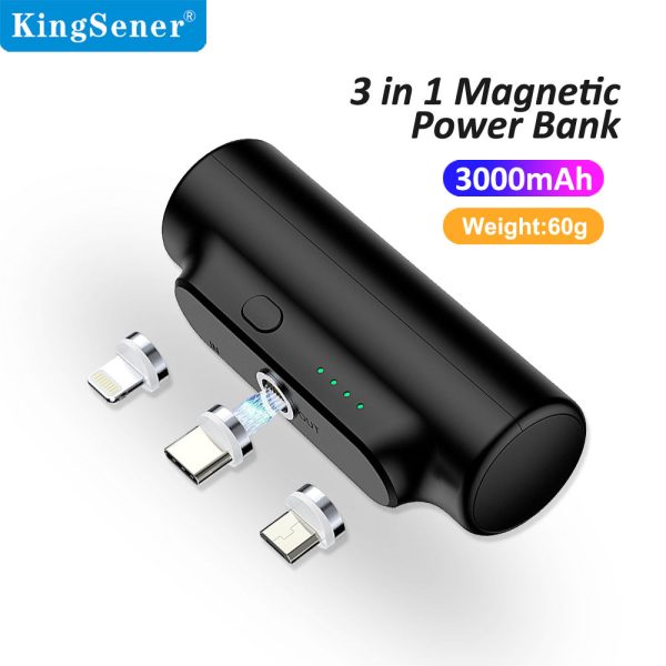 Magnetic Power Bank M-01 3000mAh Mini Magnet Charger For Xiaomi Emergency Mobile Portable Magnetic External Battery Discount