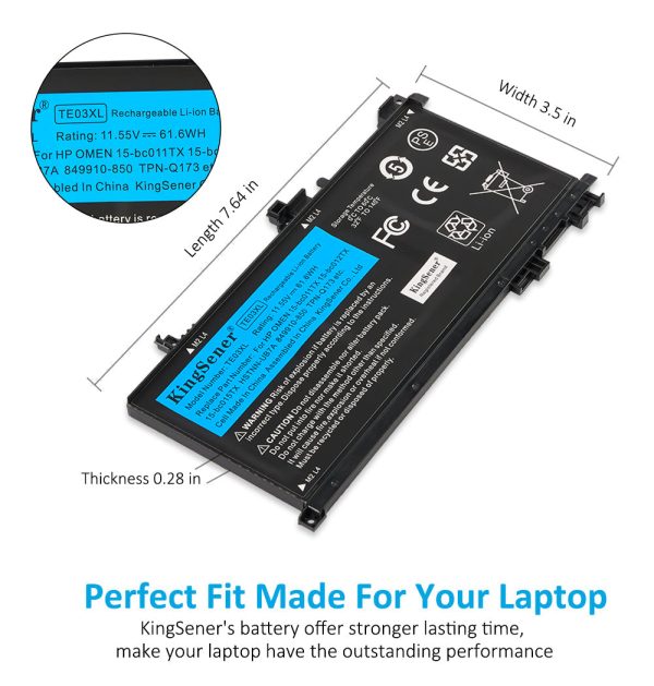 China stock KingSener TE03XL Laptop Battery For HP OMEN 15-bc011TX 15-bc012TX 15-bc013TX 15-AX015TX AX017TX TPN-Q173 HSTNN-UB7A 849910-850 Cheap