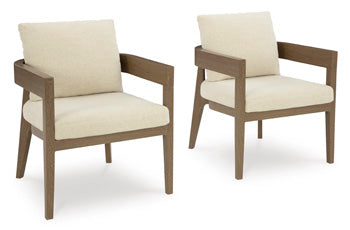 Serene Bay Outdoor Dining Arm Chair with Cushion (Set of 2) For Cheap