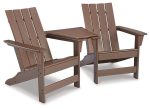 Emmeline 2 Adirondack Chairs with Tete-A-Tete Table Connector Discount