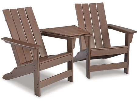 Emmeline 2 Adirondack Chairs with Tete-A-Tete Table Connector Discount