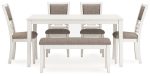 Erinberg Dining Table and 4 Chairs and Bench (Set of 6) Online