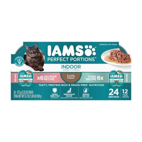 Iams Perfect Portions Indoor Cuts Tuna & Salmon Multipack 2.6 Oz (Case of 2) by Iams Fashion